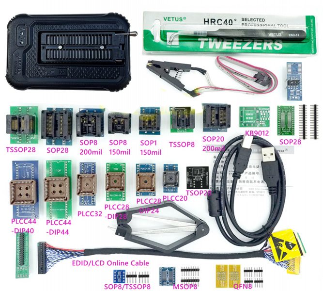 Программатор XGecu T48 TL866-3G + 22 адаптера