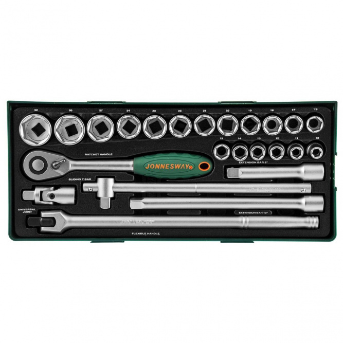Набор торцевых головок JONNESWAY S04H4524SP 1/2&amp;quot;DR 10-32 мм, 24 предмета (ложемент)