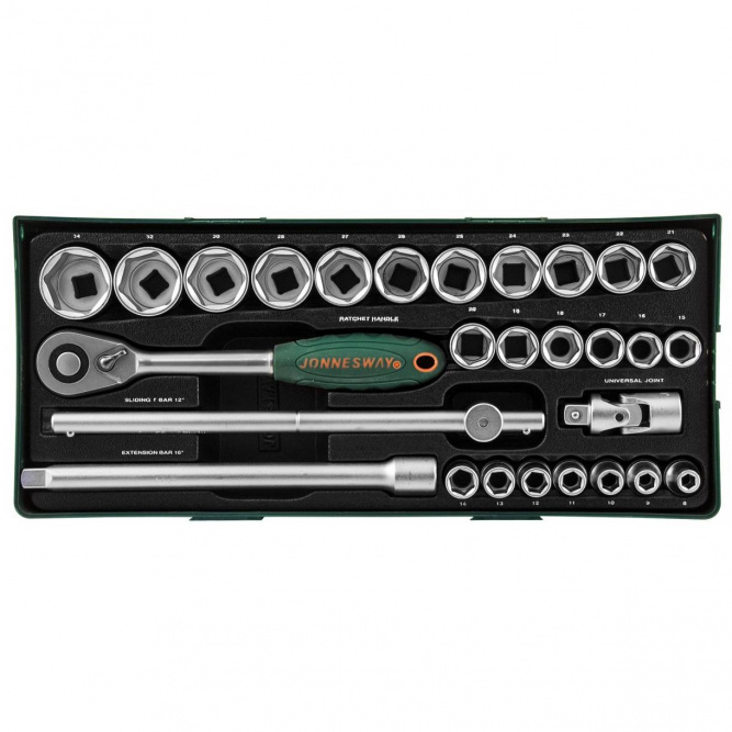 Набор торцевых головок JONNESWAY S04H4728SP 1/2&amp;quot;DR 8-34 мм, 28 предметов (ложемент)